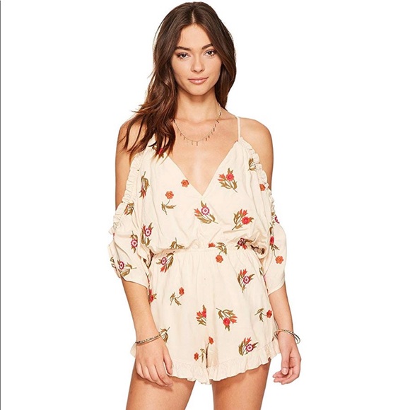 Lovers + Friends Pants - Lovers + Friends Cold-Shoulder Ruffle-Trim Romper